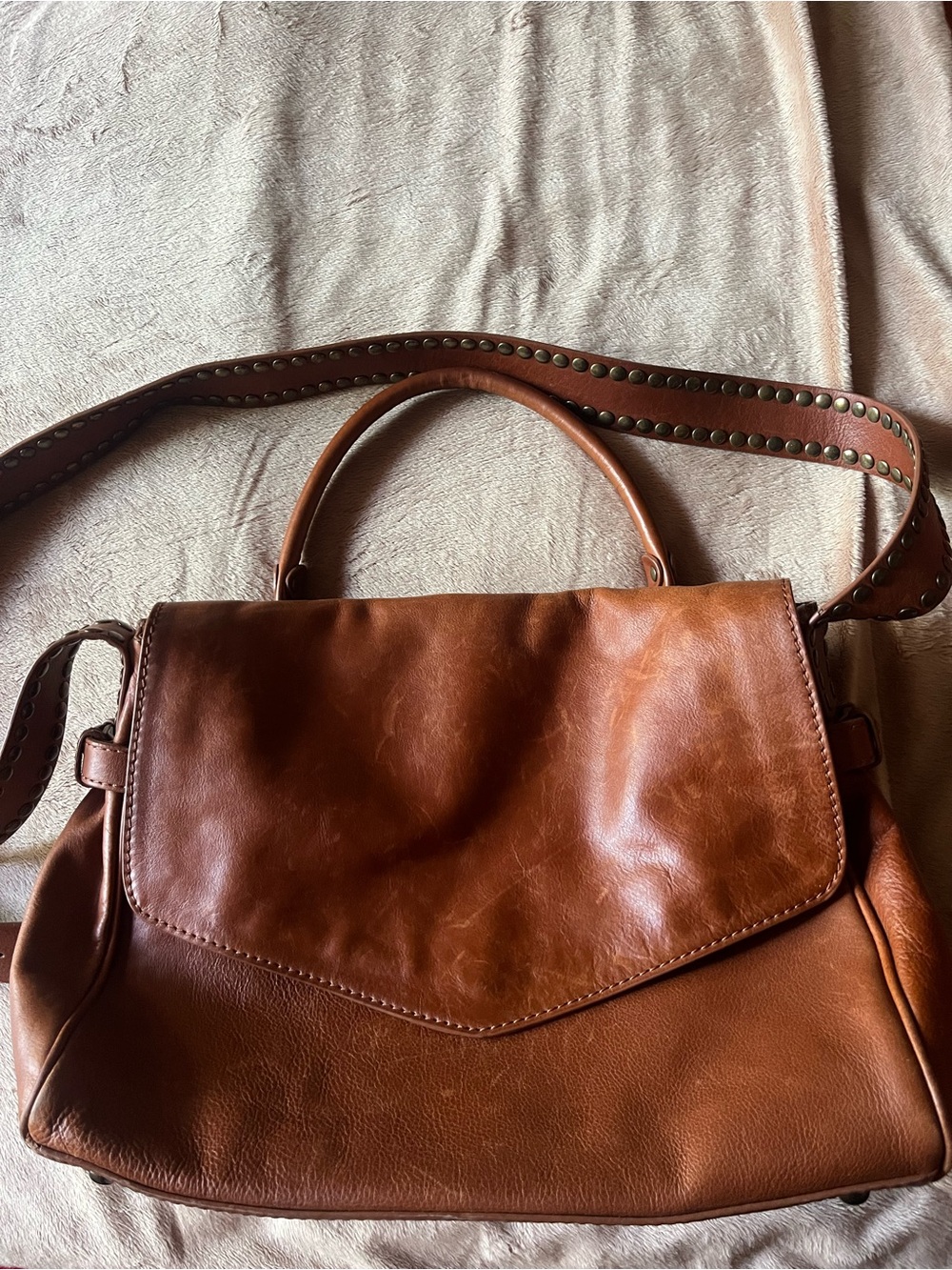 Treasure & Bond Cognac Brown Leather Top-Handle Satchel
